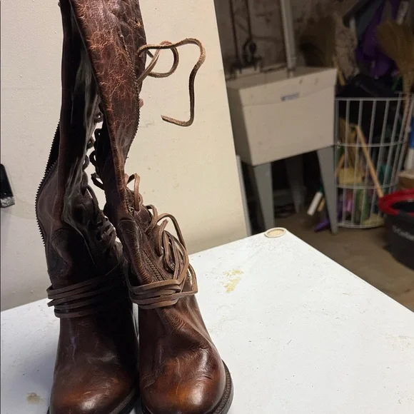 Freebird Dark Brown Leather Heeled Boots - Picture 3 of 5